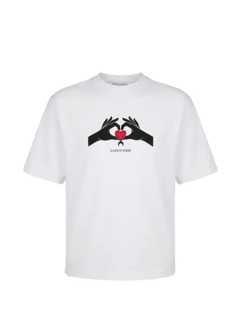 Marine Serre heart-print T-shirt White UTT001ACJER0120WH10
