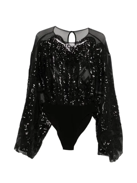 Norma Kamali sequin-embellished bodysuit Black ST425BENS53001