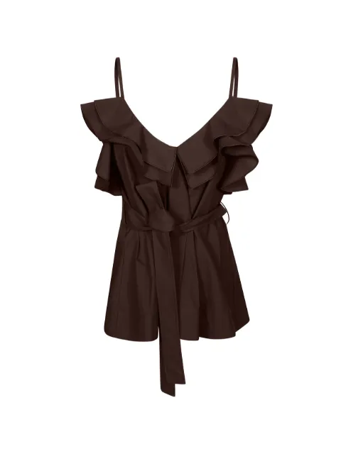 P.A.R.O.S.H. ruffled belted blouse Brown D313354CANYOX26