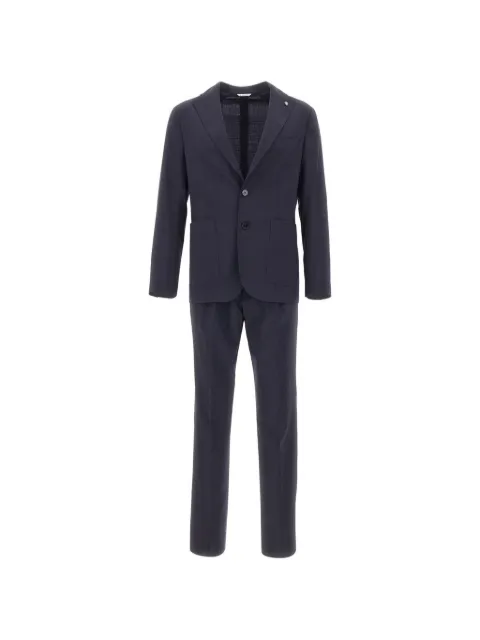 Manuel Ritz patch-pocket logo-pin suit Blue 4032A372826000089