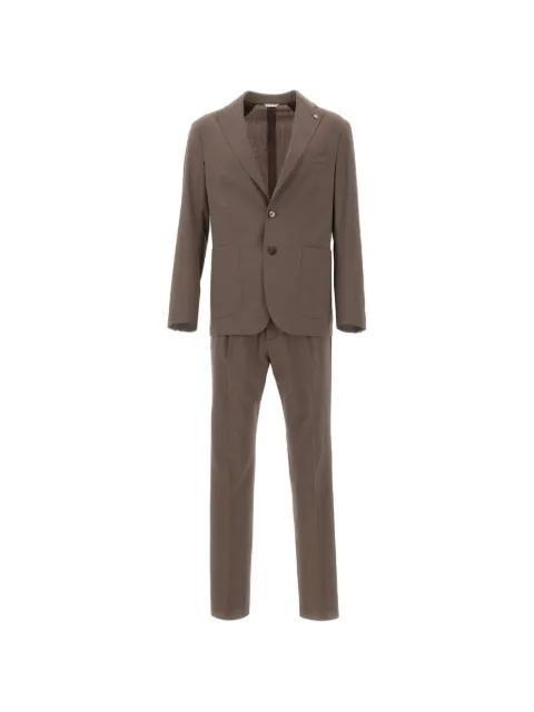 Manuel Ritz logo-pin patch-pocket suit Brown 4032A372826000029