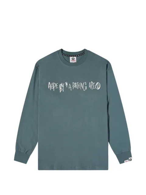 A BATHING APE® record logo long sleeve sweatshirt Blue PKKAGW9O