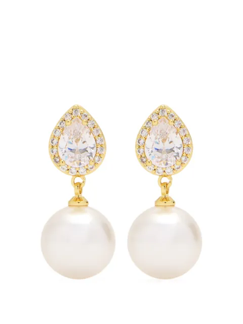 Self-Portrait faux pearl embellished earrings Gold SS26611E