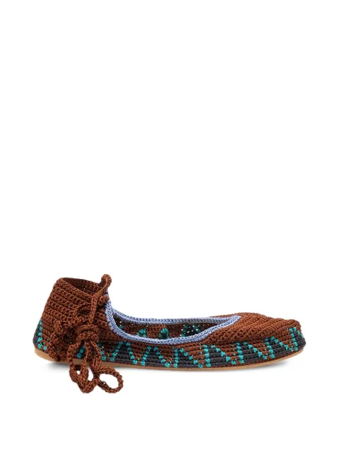 KASHURA High crochet ballet flats Brown BA0206