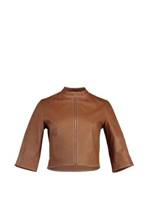 Susan Bender tab-collar biker jacket Brown SB60022