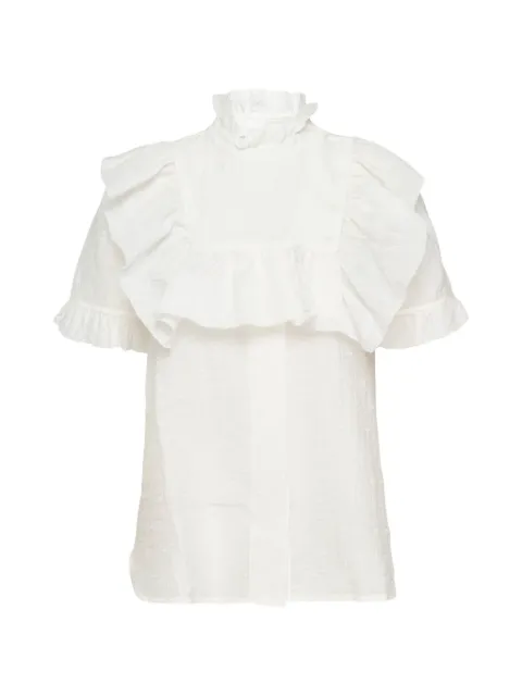 Lee Mathews Martha ruffled seersucker blouse White M2601TO252
