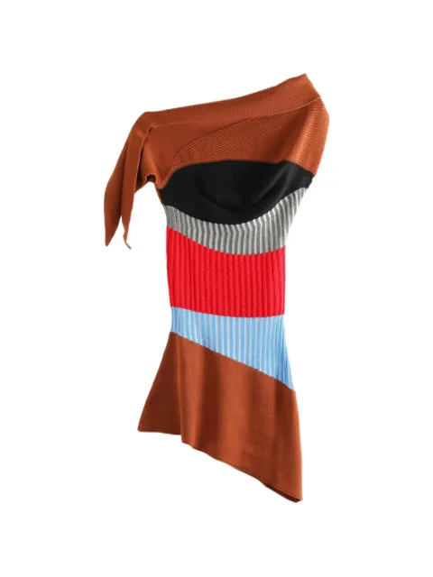 Kiko Kostadinov striped asymmetric mini dress Brown KKWSS26KN01