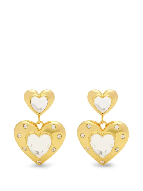 Self-Portrait heart embellished earrings Gold SS26617E