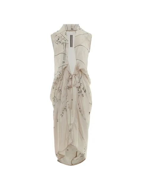 Rick Owens sleeveless draped dress Neutrals RP01F6544