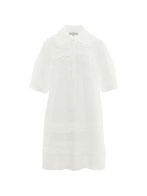 Lee Mathews Victoria ruffled pintuck-detail mini dress White M2601DR105