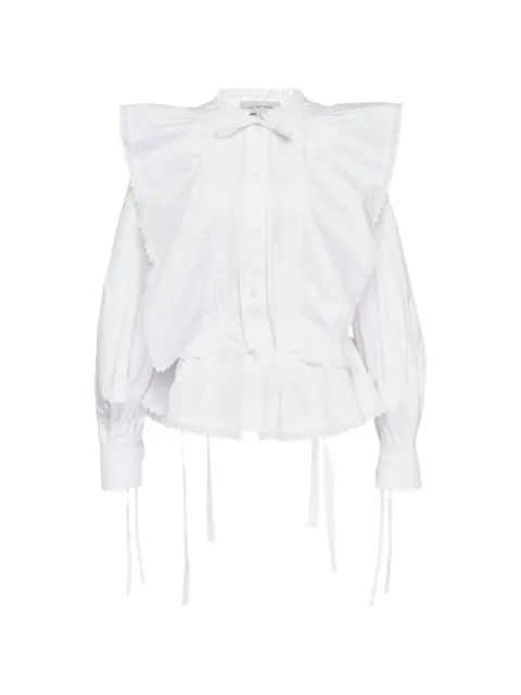Lee Mathews Emilie ruffled pintuck blouse White M2601TO331