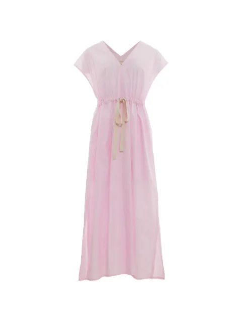 Lee Mathews drawstring-waist V-neck midi dress Pink E2601DR249