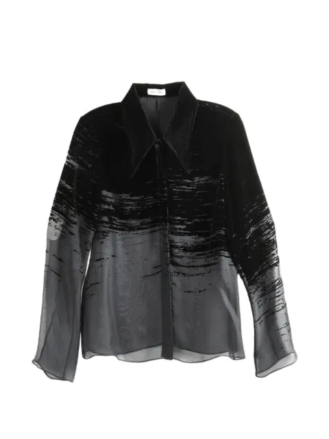 Grace Ling glitch-patterned long-sleeved top Black GLSS26G1106G