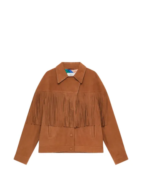 MALIPARMI fringed biker jacket Brown JA53530156270004