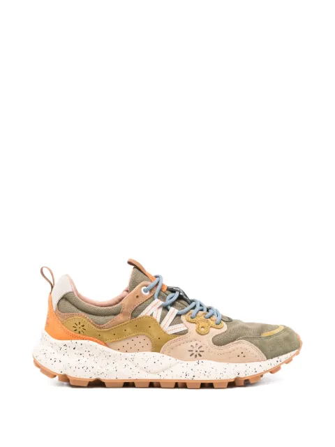 FLOWER MOUNTAIN Yamano 3 panelled suede-trim sneakers Green 201781838