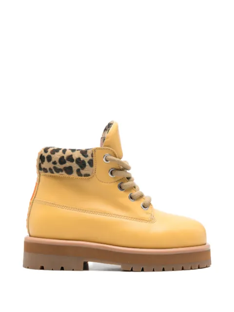 PDF leopard-print lace-up hiking boots Yellow DFM45012S0024PX