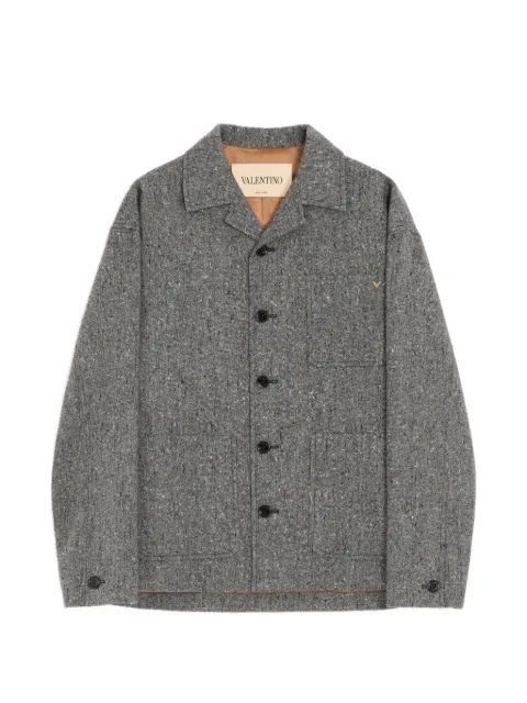 Valentino Garavani shirt jacket in boutonné wool with VGold Grey VCIR37BJU
