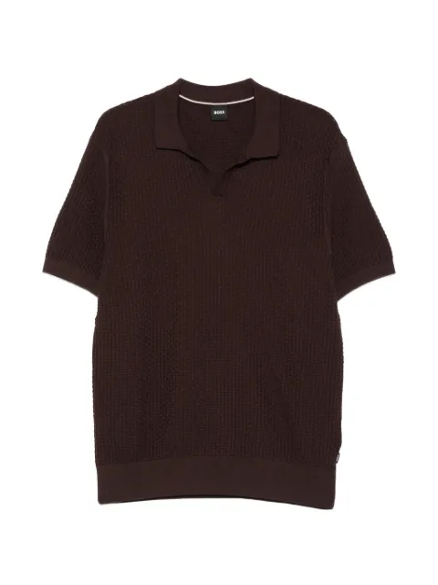 BOSS texture V-neck T-shirt Brown 50561613