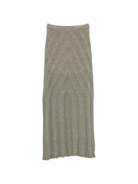 TWINSET long linen knit skirt with lurex Green 261TT3211