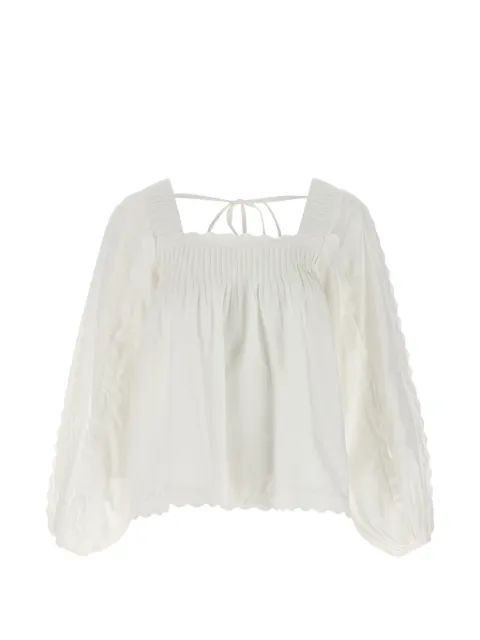 FARM Rio pleat long-sleeve blouse White 363998L0025