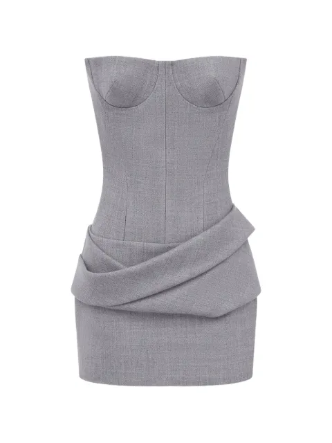 Alex Perry cupped draped mini dress Grey D1663RE26