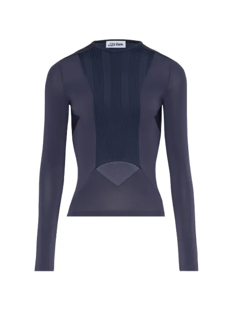 Jean Paul Gaultier cutout ribbed top Blue 2601WTO391J03187