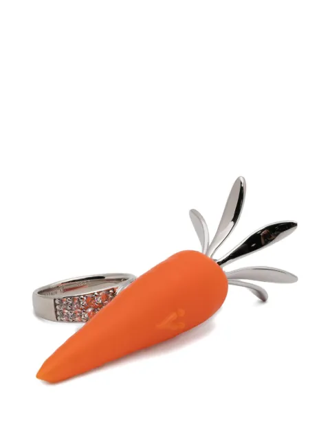 YVMIN carrot-motif crystal-embellished ring Silver 26079ORG13NN