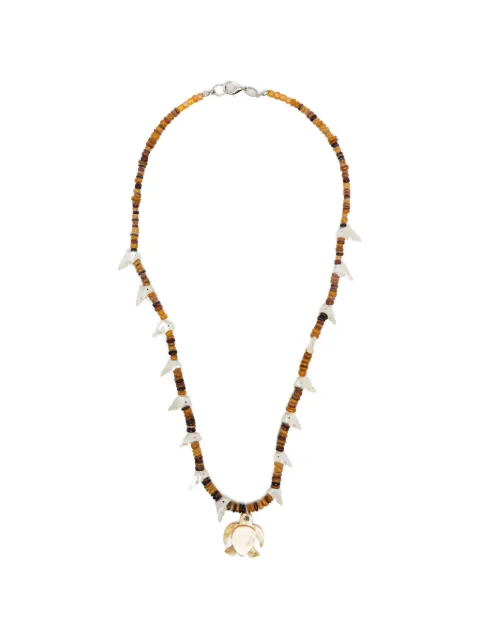BLAKLACE turtle charm beaded necklace Brown BLKAN00007