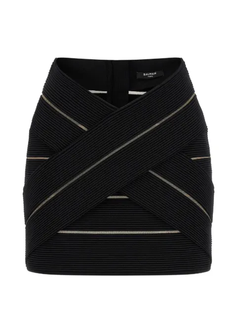 Balmain V-waist zip-fastening mini skirt Black GF0LBB48KJ75