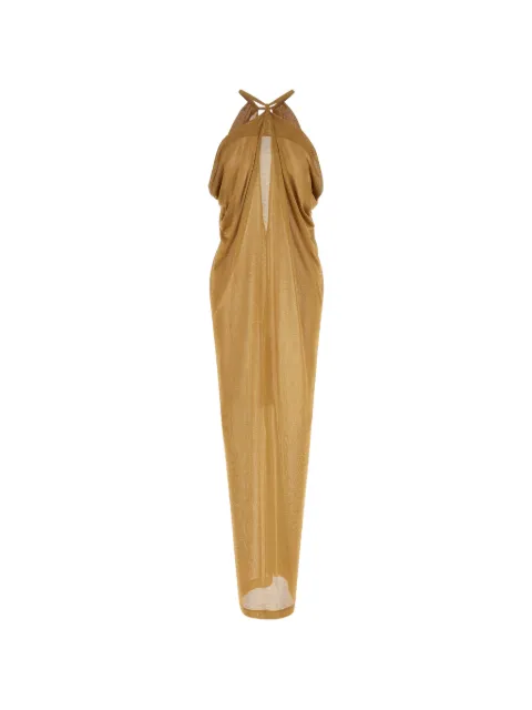 Alberta Ferretti draping back split maxi dress Gold V047301250606