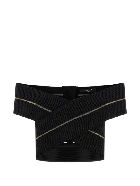 Balmain off-the-shoulder top Black GF0AB580KJ750PA