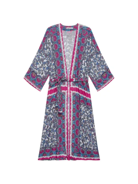 MALIPARMI paisley embroidered belt cape White JF670050662A8185
