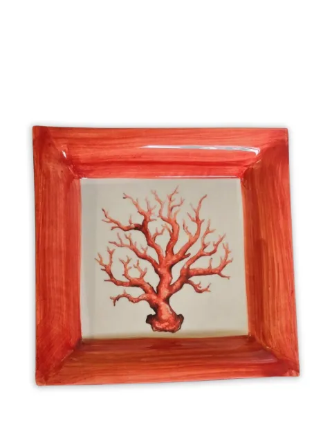 Les-Ottomans coral square ceramic dish Orange VPC02