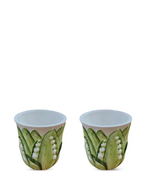 Les-Ottomans Liy of the Valley ceramic tumbler (set of two) Green LV02
