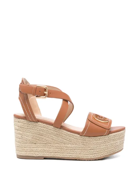 LIU JO logo-plaque wedge sandals Brown SA6083P0102S3804BALI01SDD