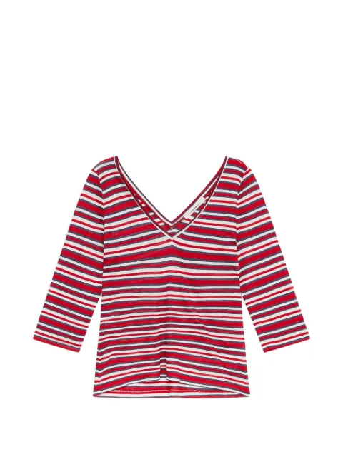 MALIPARMI striped V-neck T-shirt Blue JK02527067682B30