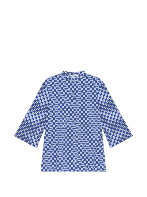 MALIPARMI three-quarter sleeve geometric pattern shirt Blue JM557570674D8096