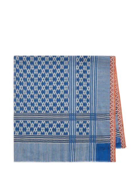 MALIPARMI fringed-print scarf Blue IR002410216E8002
