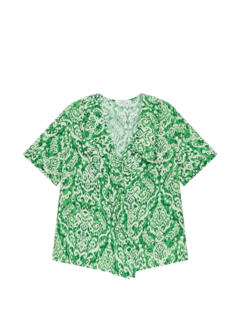 MALIPARMI ikat ruffled V-neck top Green JP556750671D6092