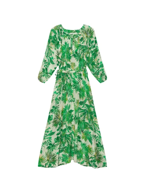 MALIPARMI floral-print midi dress Green JF664750663D6091