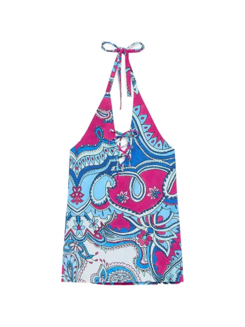 MALIPARMI halterneck paisley-print top Blue JP555970671A8184