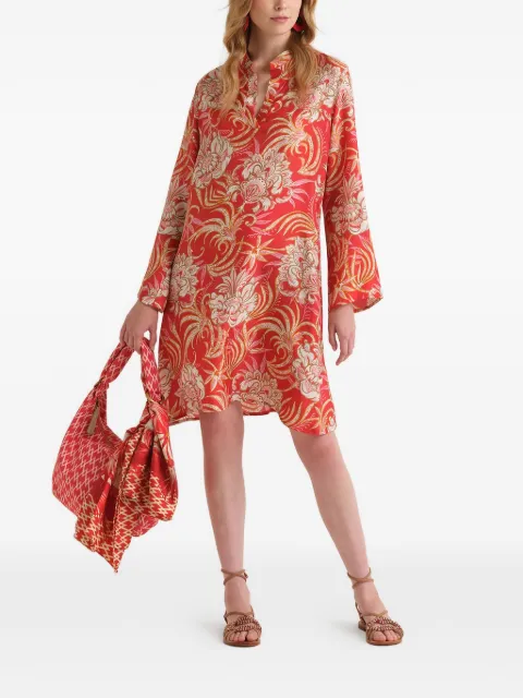 MALIPARMI flared-sleeve printed mini dress Red JF679831027B3040