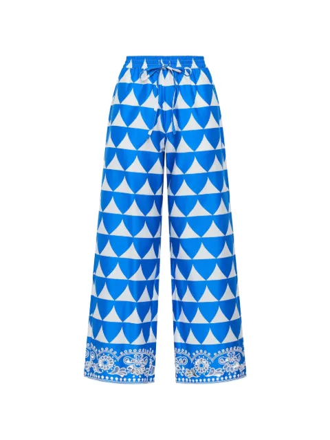 MALIPARMI optical-print trousers Blue JH807315216D8092