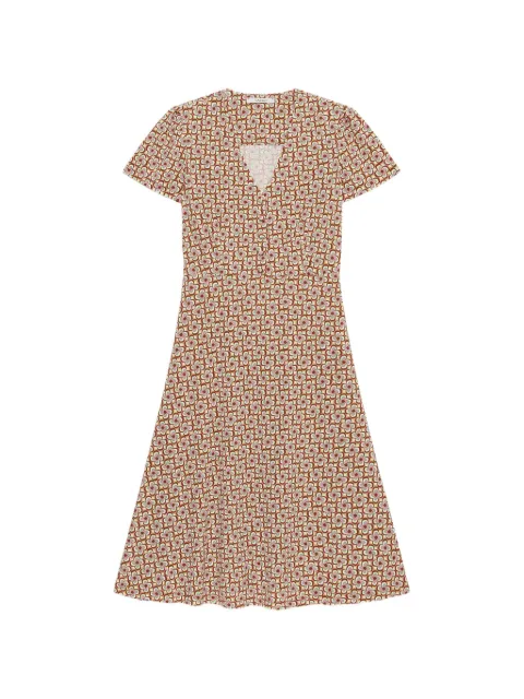 MALIPARMI Mouliné short-sleeve geometric dress Brown JF679770675A4157