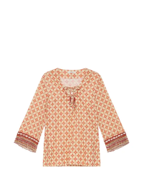 MALIPARMI beaded geometric print tunic Neutrals JM557615215B3111