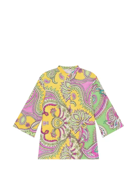 MALIPARMI guru-collar paisley-print shirt Yellow JM557570671D6084