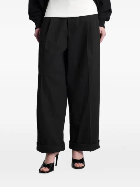 DARKPARK Wendy contrast-waistband pleated trousers Black WTR73FAC51