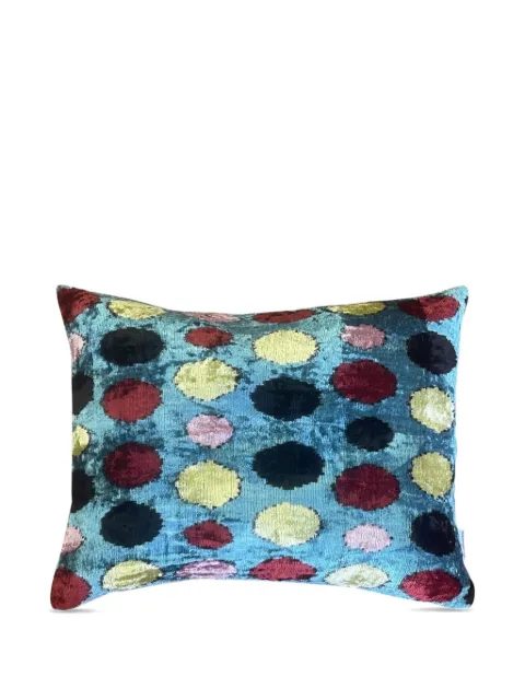 Les-Ottomans oval motif velvet cushion Blue V77240X50S