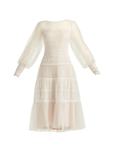 Tadashi Shoji lace long-sleeve midi dress Neutrals CFW24593MDIVPTL