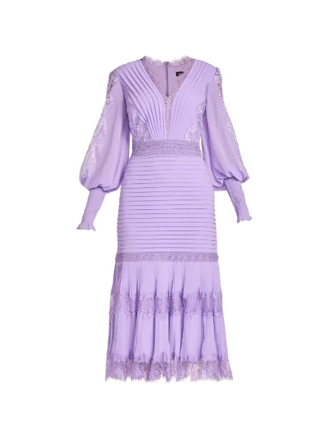 Tadashi Shoji Nyssa lace-trimmed pleated midi dress Purple YV21070MDPHAZE